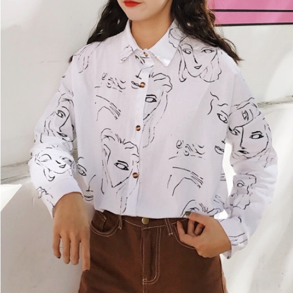 Abstract Face Button Down - Picture 2 of 10